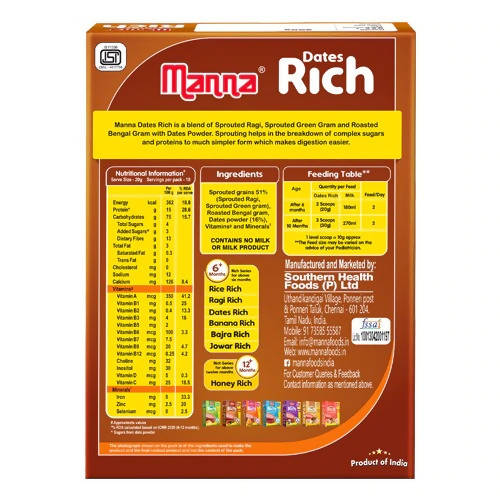 Manna Dates Rich Baby Food With Sprouted Grains & Dates - Distacart