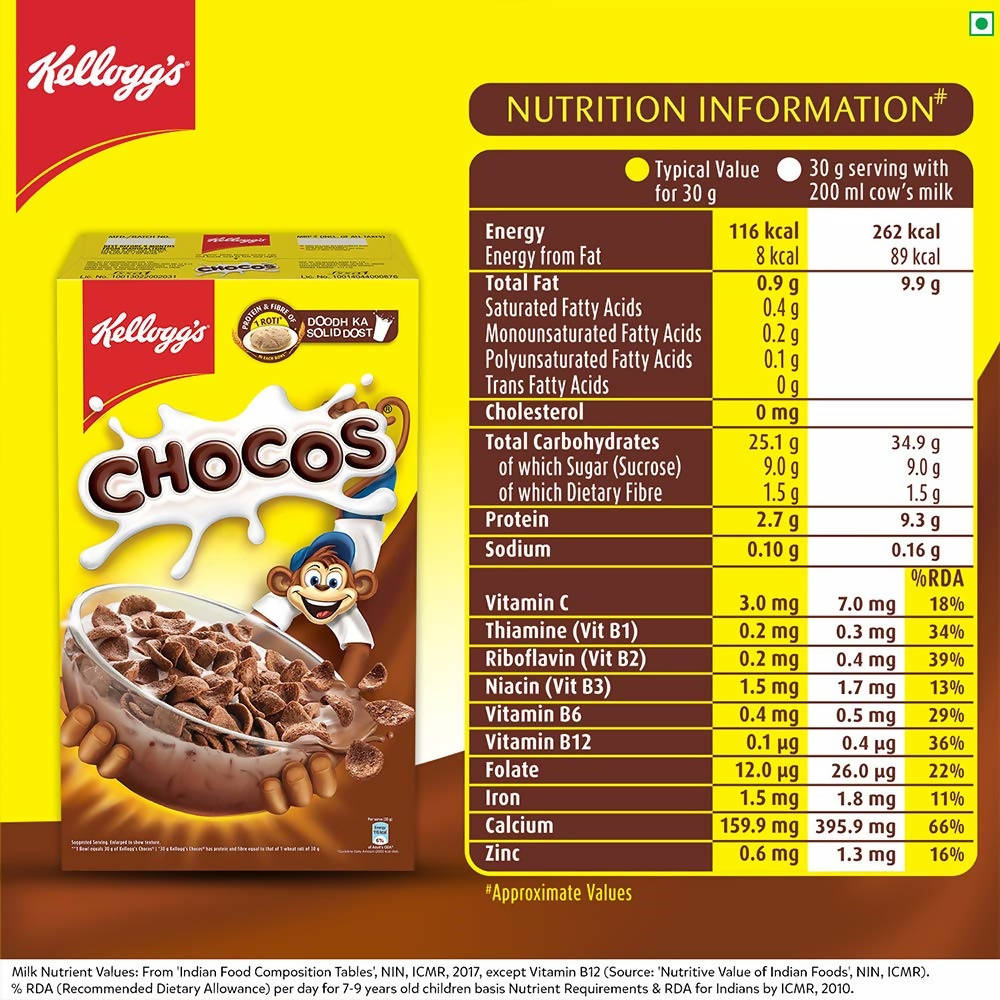 Kellogg's Chocos For Kids, Multigrain Energy, More Chocolatey, Kids Breakfast Cereal