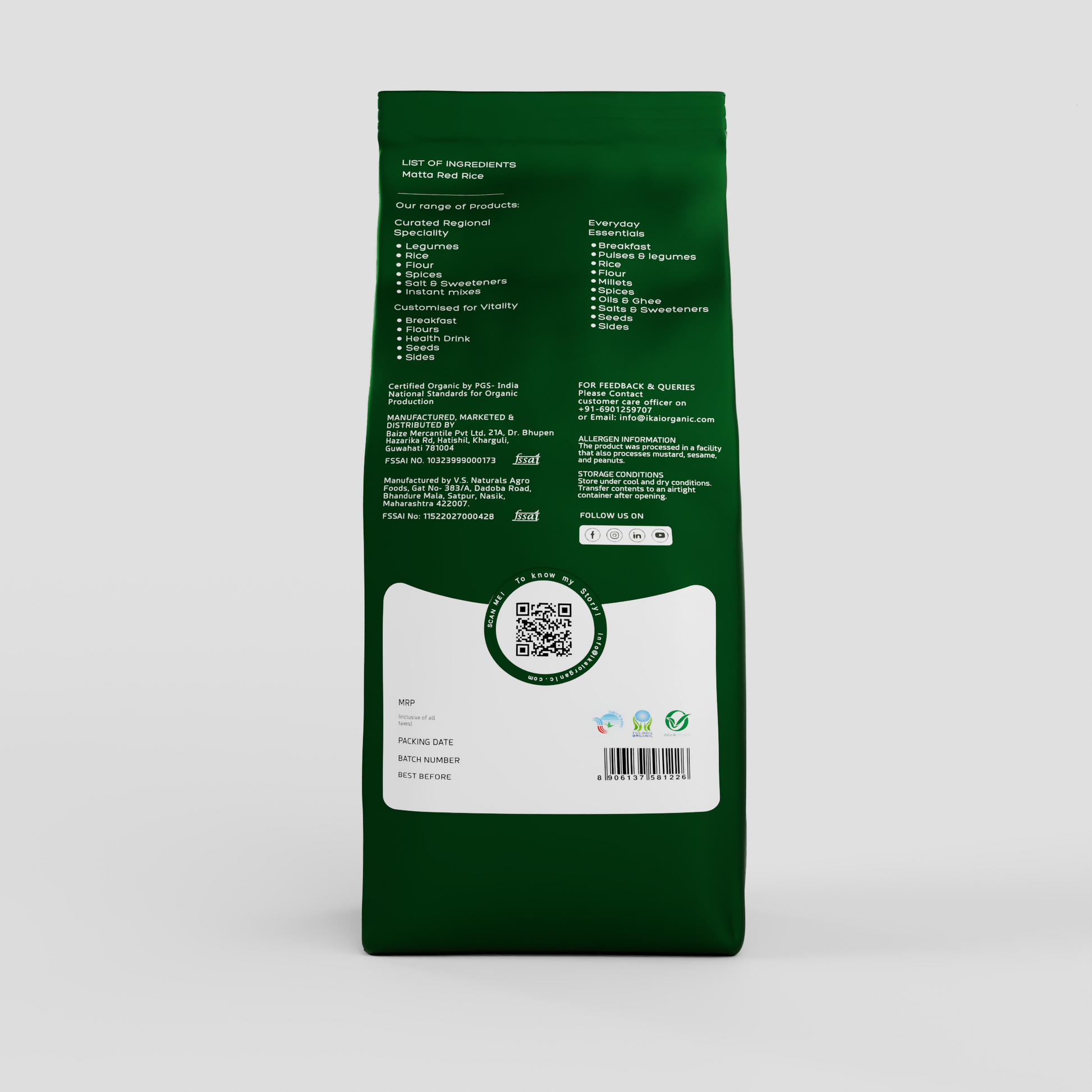 3 - Organic Matta Red Rice - 500 gm