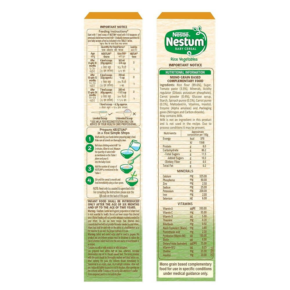 Nestle Nestum Baby Cereal - Rice Vegetables (8 Months-24 Months) - Distacart