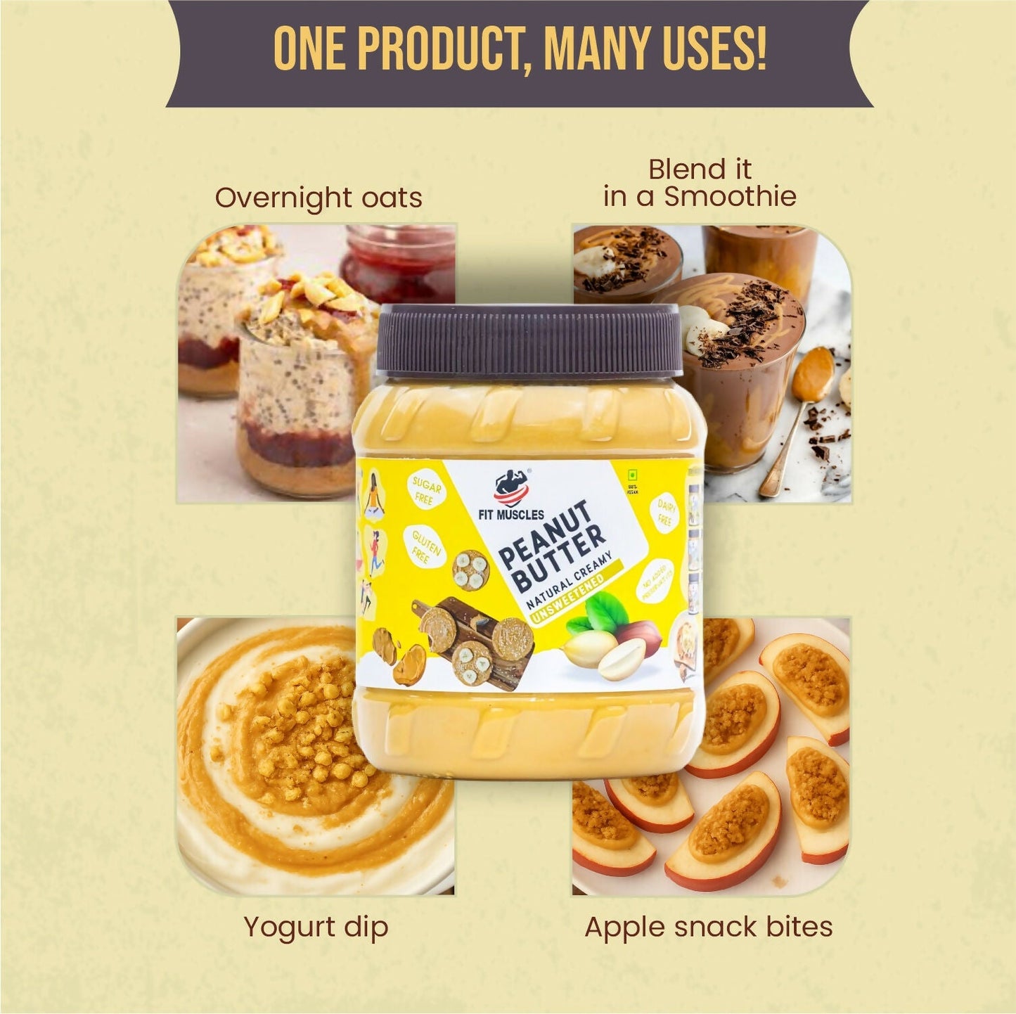 Fit Muscles Natural Peanut Butter Creamy Smooth